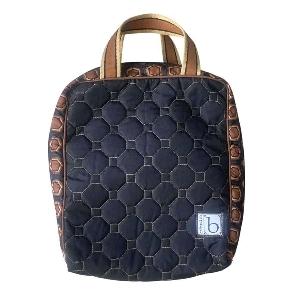 Cinda B Quilted Tote Bag Mod Tortoise Cosmetic Make-up Bag